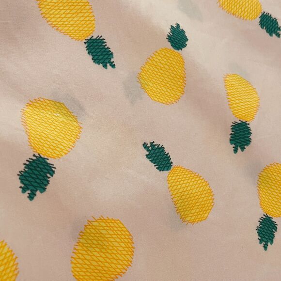 ~ Lands' End 16p Pineapple Print No-Iron Cotton Sleeveless Shirt Button-Up Pink - Picture 3 of 11